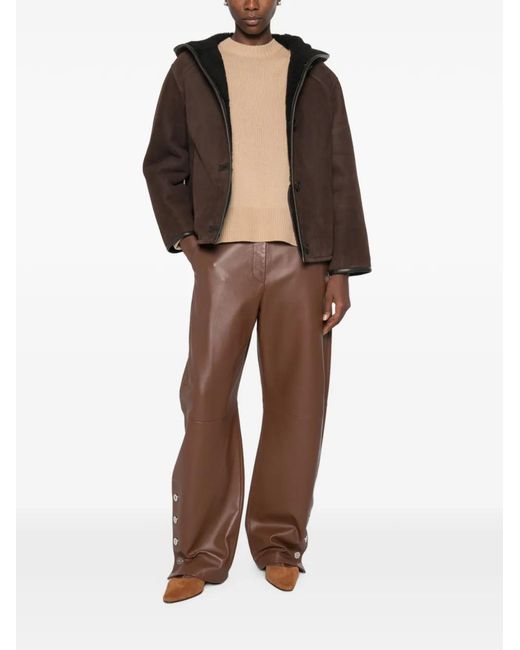 Yves Salomon Brown Veste À Capuche