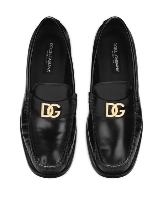 Mocasines con placa del logo Dolce & Gabbana de hombre de color Black