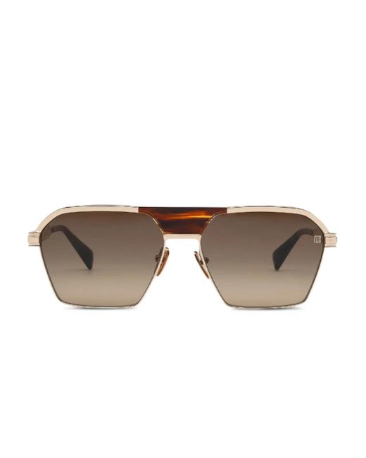 Balmain Zonnebril Met Geometrisch Montuur in het Brown