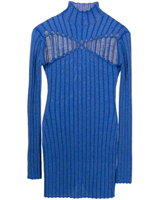 Dion Lee Wool X Braid Mini Dress In Blue Lyst 