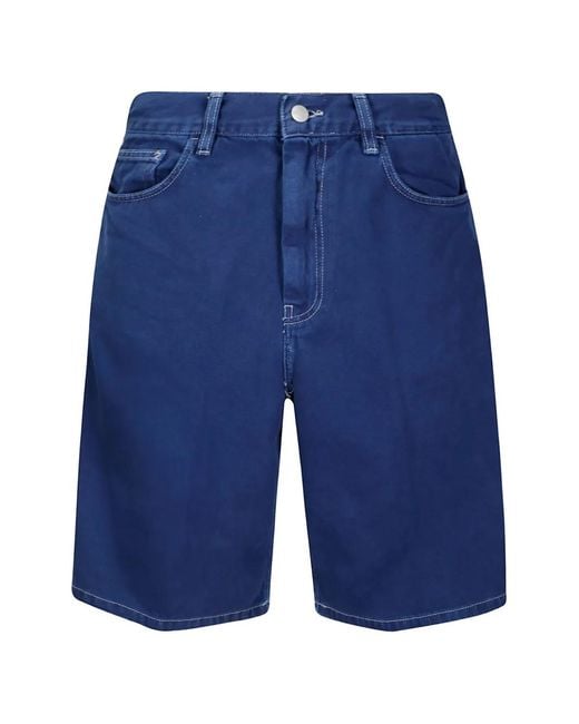 Carhartt Blue Short Brandon À Boutons Zippés