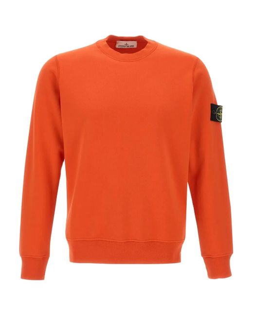 Stone Island Orange T-Shirt À Patch Logo for men