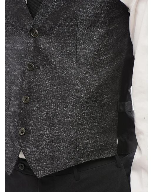 Corneliani Black Geometric-Pattern Iridescent Waistcoat for men