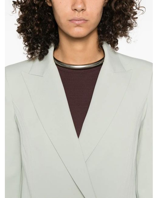 Patrizia Pepe White Peak-Lapel Double-Breasted Jacket