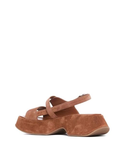 Vic Matié Brown 60Mm Leather Platform Sandals