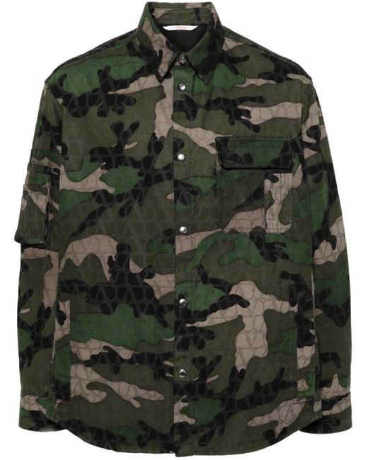 Valentino Garavani Green Camouflage-Pattern Jacket for men