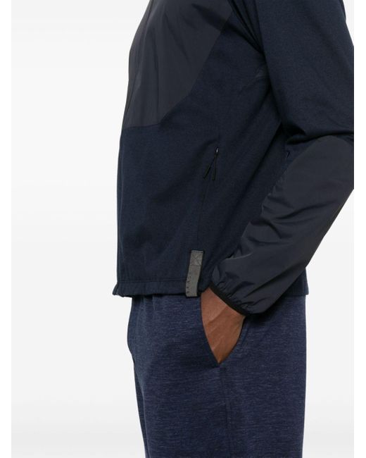 Sease Blue Panelled Zip-up Hoodie for men