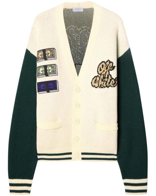 Off-White c/o Virgil Abloh Natural Crystal Cash Varsity Cardigan for men