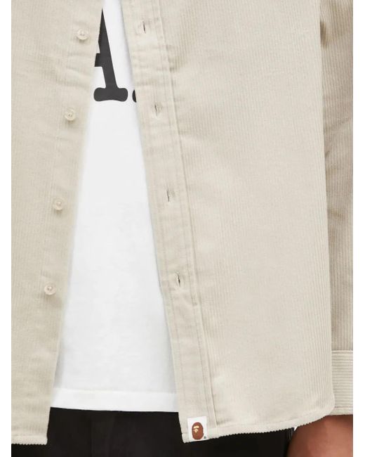 A Bathing Ape White Corduroy Button-Down Shirt for men