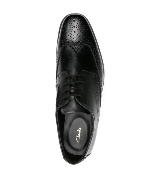 Clarks Black Howard Wing Leather Brogues for men