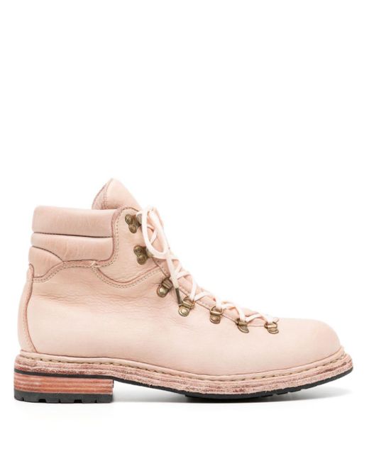 Guidi Pink Lace-up Leather Boots for men
