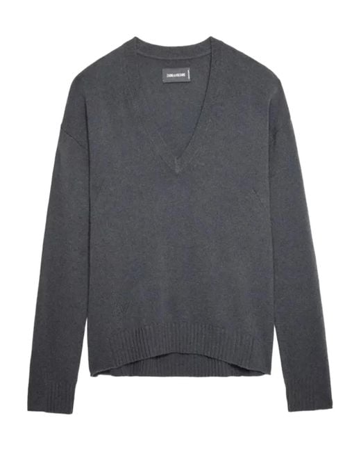Zadig & Voltaire Gray V-Neck Sweater