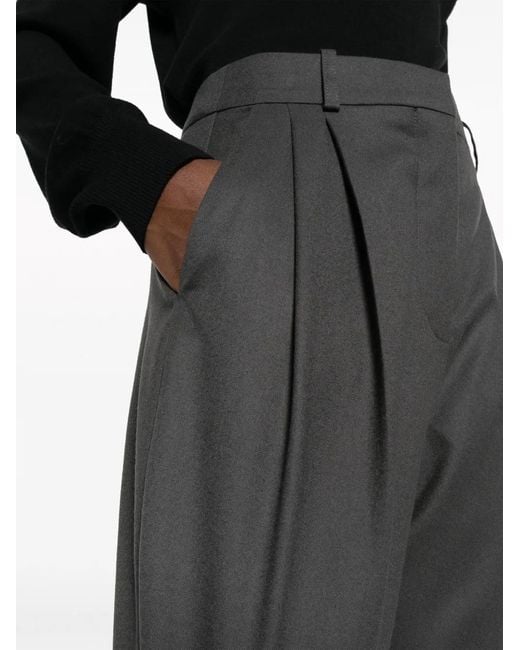 Stella McCartney Gray Cropped Pleated Wool Trousers