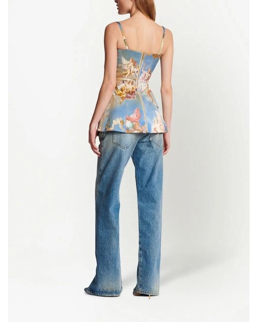Balmain プリント コルセットトップ Blue