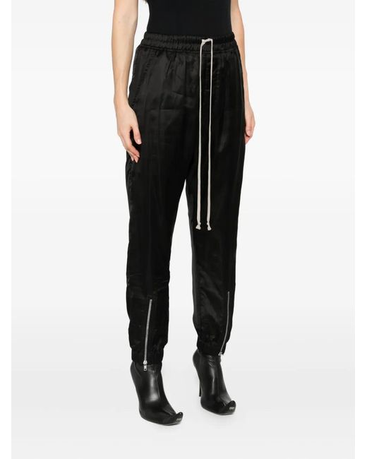 Rick Owens Black Drawstring Zip-Cuff Trousers
