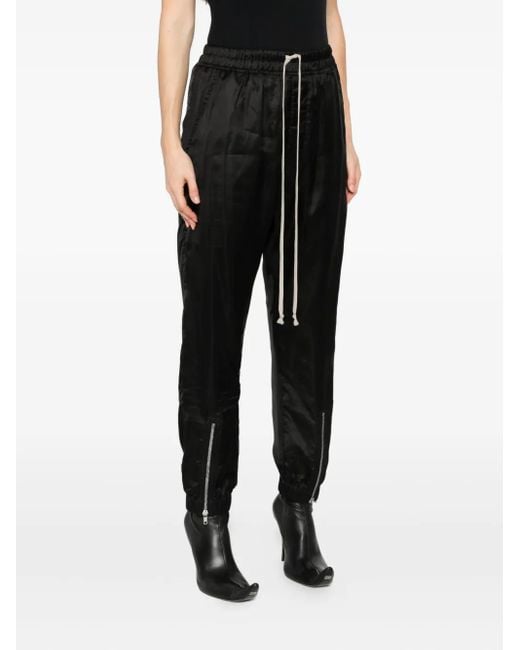 Rick Owens Black Drawstring Zip-Cuff Trousers