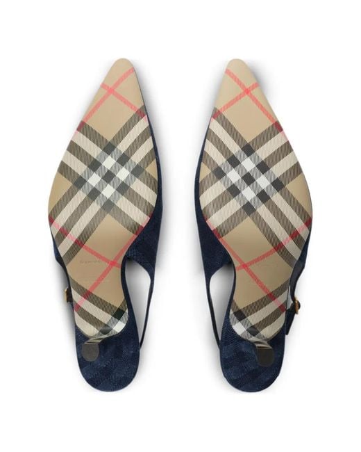 Burberry Blue Check Dame Slingback Pumps