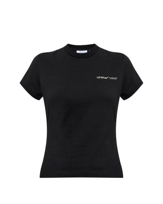 Off-White c/o Virgil Abloh Black Logo-Embroidered T-Shirt