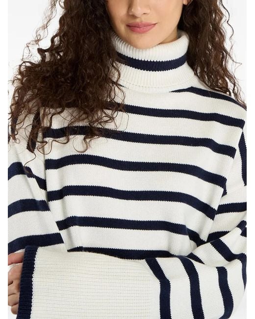 Guess Black Stripe-Pattern Roll-Neck Sweater