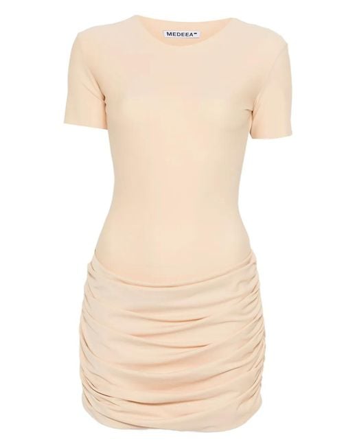 MEDEA Mini-Jurk Met Ruches in het Natural