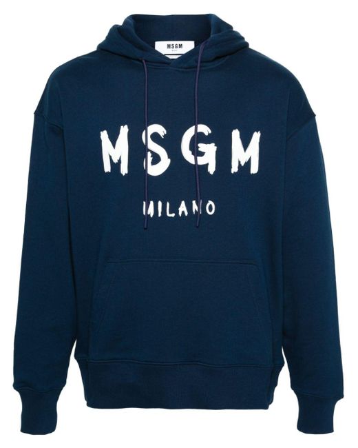MSGM Katoenen Hoodie Met Logoprint in het Blue voor heren