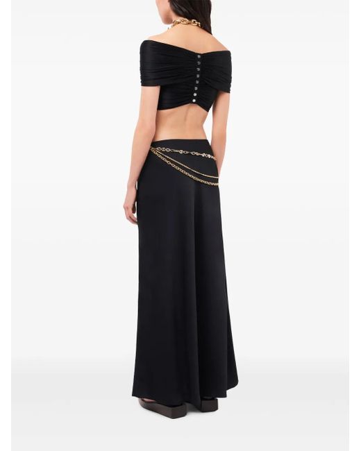 Rabanne Black Off-Shoulder Draped Top