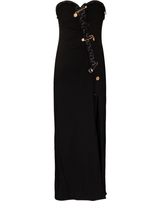 Versace Safety Pin Detailed Midi Dress in Black | Lyst UK