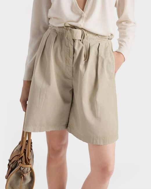 Prada Natural Garment-Dyed Old Gabardine Shorts