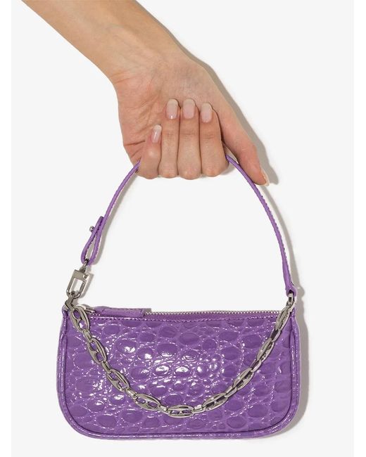 By Far Purple Mini Rachel Chain Shoulder Bag