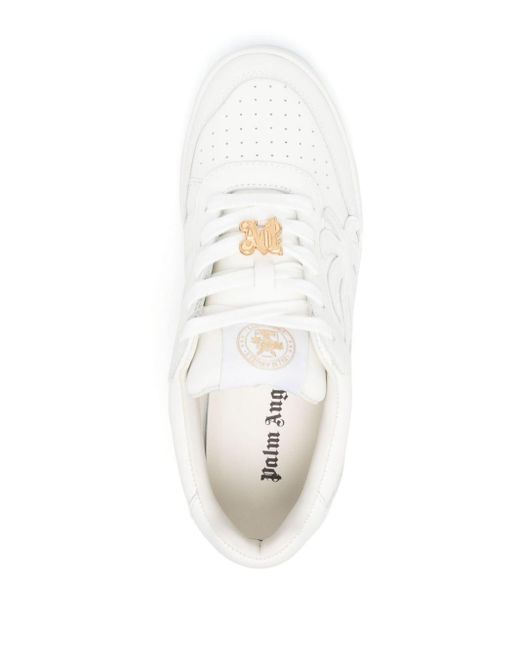 Palm Angels White Palm Beach University Leather Sneakers for men