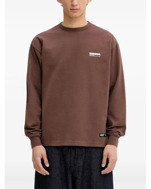 Neighborhood Brown Logo-Print Long-Sleeve Sweatshirt for men