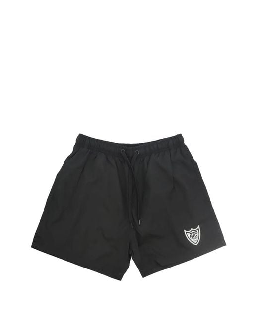 HTC Black Logo-Patch Drawstring Swim Shorts for men