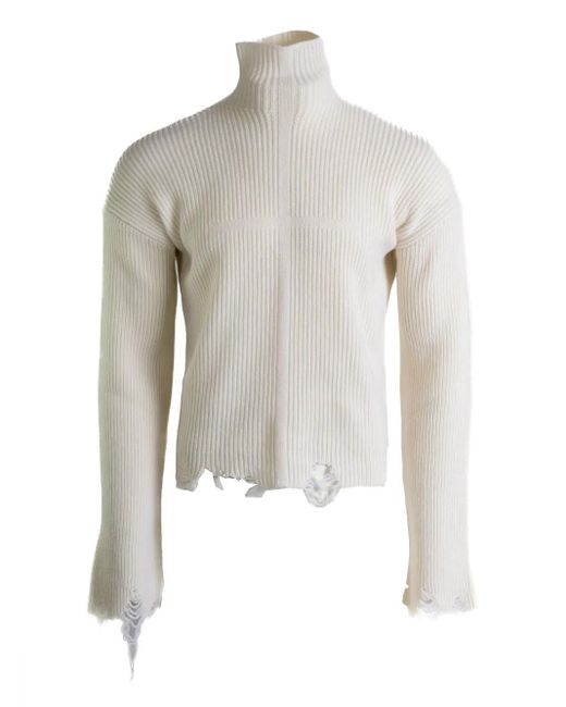 MATIERES FECALES White Ribbed Sweater for men