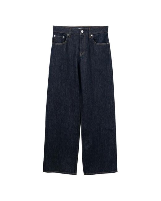 Helmut Lang Blue Jean À Patch Logo Et Détails Dde Couture