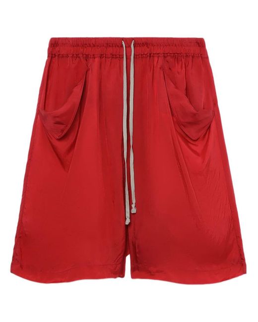 Rick Owens Red Lido Pocket-detail Drawstring Shorts for men