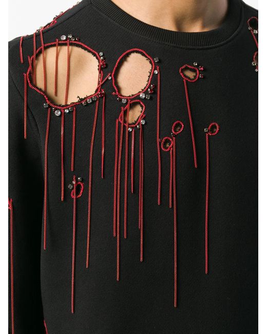 Faith Connexion Black Chain-Embellished Sweatshirt for men