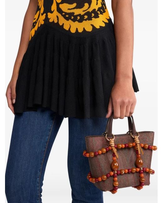 Etro Orange Sac À Main À Ornements En Marbre