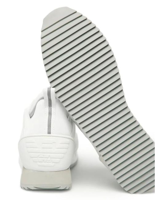 EA7 White Mesh-Panelled Sneakers
