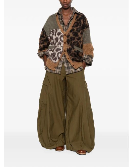 R13 Brown Leopard-Pattern Cardigan