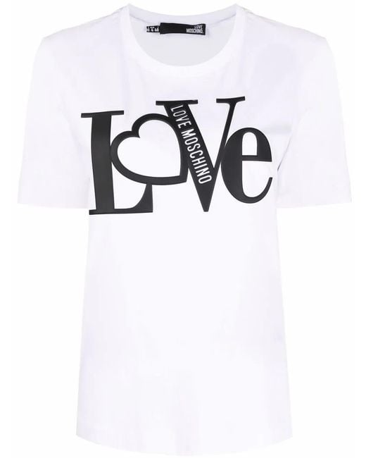 Love Moschino White Slogan-Print Short-Sleeved T-Shirt