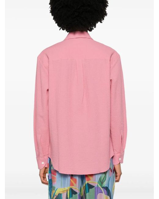 Mc2 Saint Barth Pink Seersucker Cotton Shirt