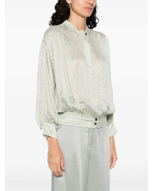 Forte_forte White Abstract-Pattern Blouse