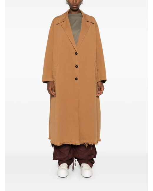 Palm Angels Brown Raw Cut-Hem Single-Breasted Coat