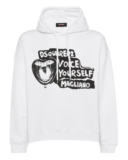 DSquared² White X Magliano Slogan-Print Hoodie for men