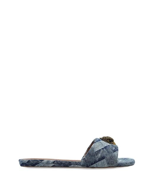 Kurt Geiger Blue Kensington Eagle-Head Flat Sandals