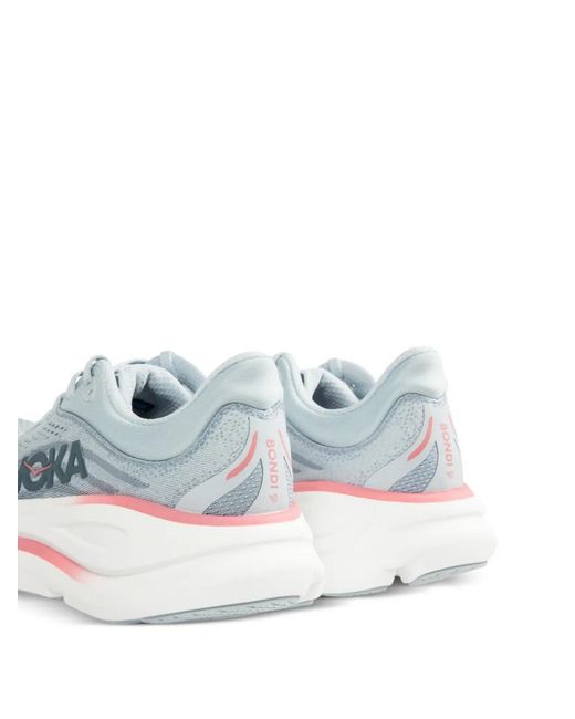 Hoka One One White Bondi 9 Lace-Up Sneakers