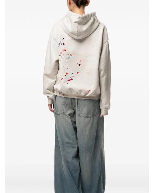 Maison Mihara Yasuhiro レディース ホワイト プリント パーカー 