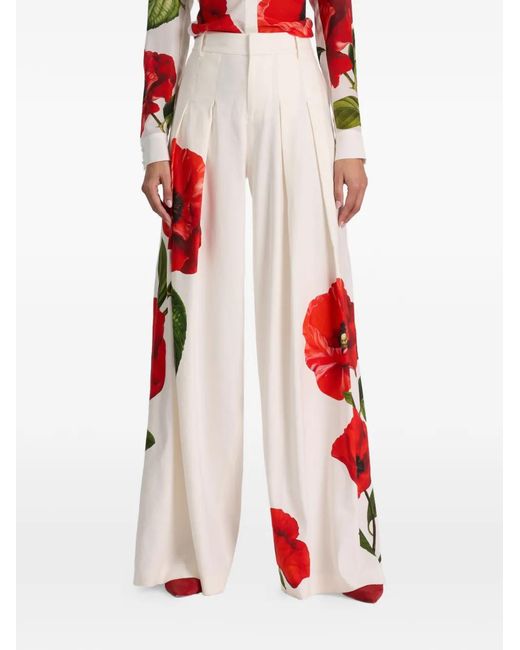 Alice + Olivia White Blaire Pleated Trousers