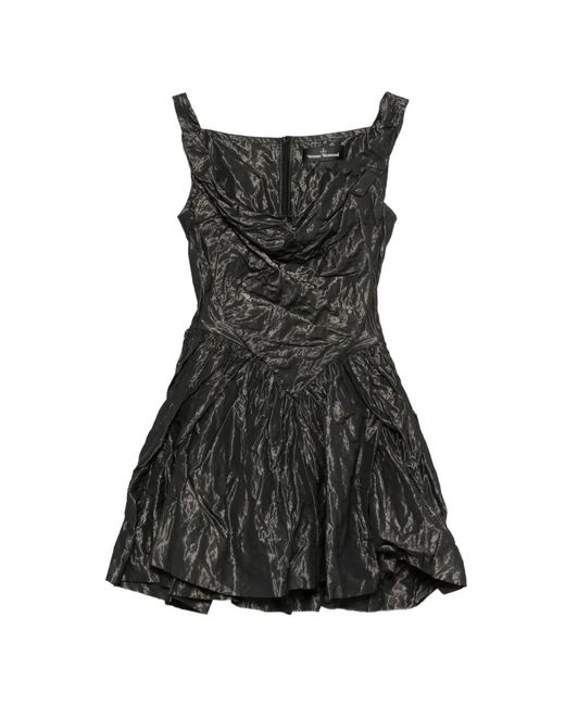 Vivienne Westwood Black Sculptural Mini Dress With Crinkled Texture
