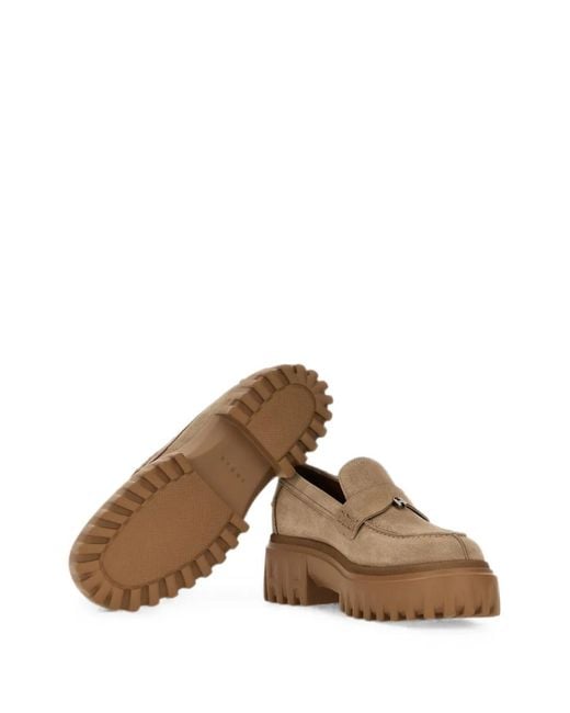 Hogan Brown H700 Lug-Sole Loafers